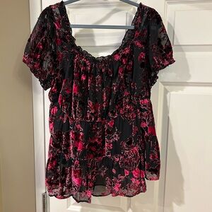 Final Price- Torrid Babydoll Velvet Tiered Top
